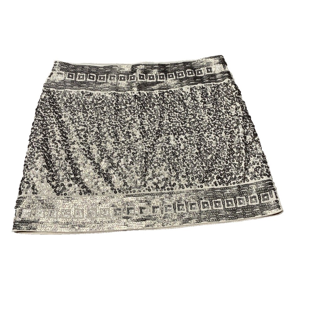 Express Sequin Animal Print Mini Skirt, Size Small